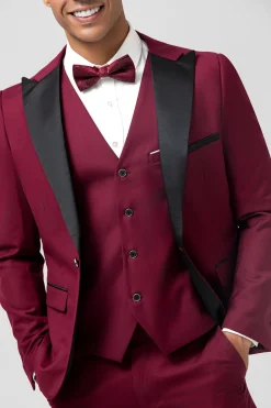 Borgonha 3 Peças Peak Lapel Fatos de Baile de Formatura