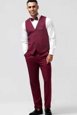 Borgonha 3 Peças Peak Lapel Fatos de Baile de Formatura