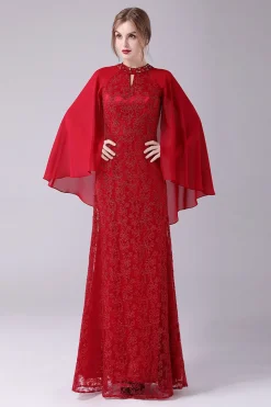 Borgonha A-Line Floor-Length Mãe do vestido de noiva com apliques
