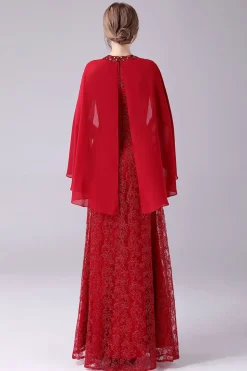 Borgonha A-Line Floor-Length Mãe do vestido de noiva com apliques
