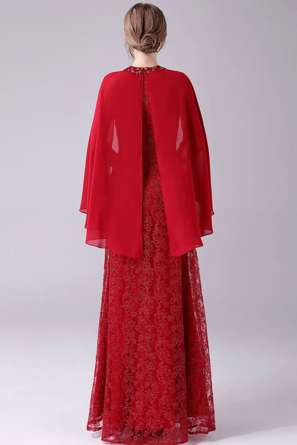 Borgonha A-Line Floor-Length Mãe do vestido de noiva com apliques