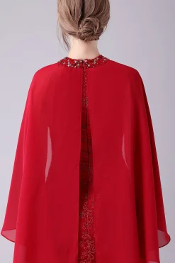 Borgonha A-Line Floor-Length Mãe do vestido de noiva com apliques