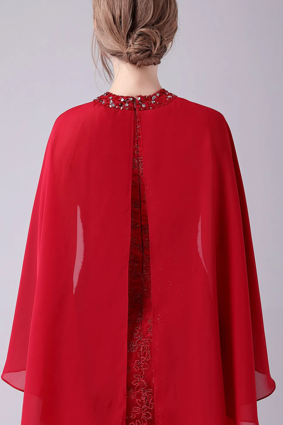 Borgonha A-Line Floor-Length Mãe do vestido de noiva com apliques