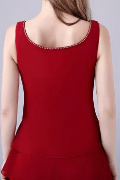 Borgonha A-Line Scoop Neck Chiffon Andar de comprimento Mãe do vestido da noiva