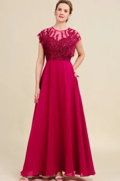 Borgonha A-Line Vestido Mãe de Noiva