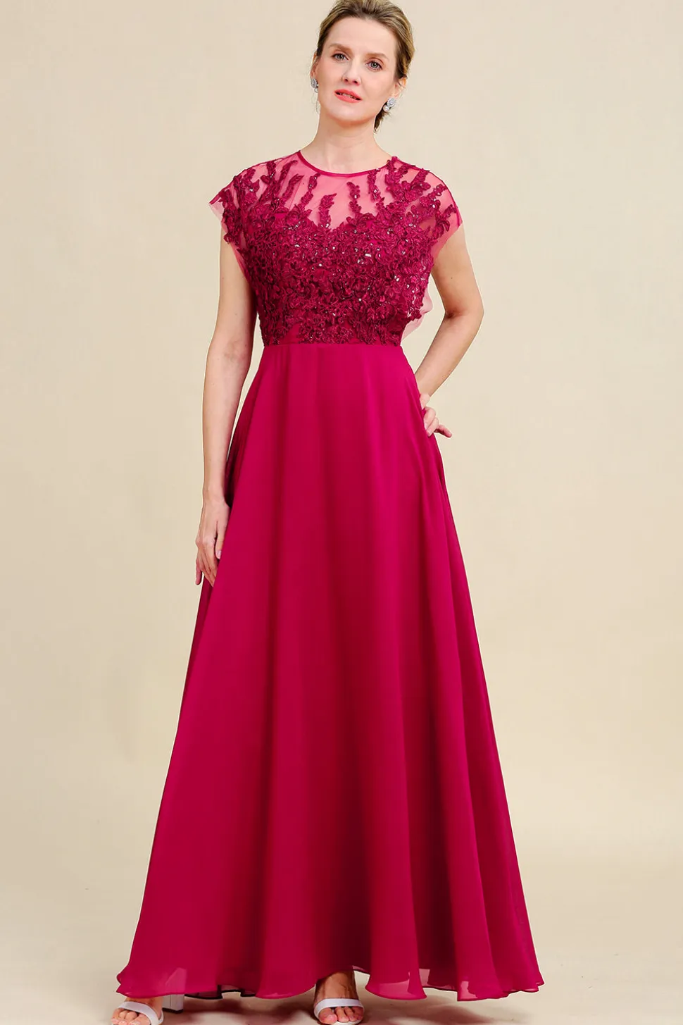 Borgonha A-Line Vestido Mãe de Noiva