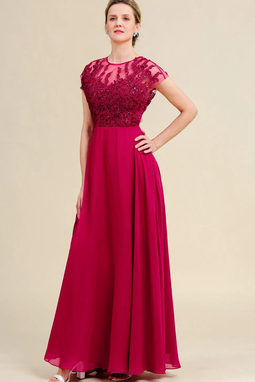 Borgonha A-Line Vestido Mãe de Noiva