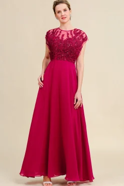 Borgonha A-Line Vestido Mãe de Noiva