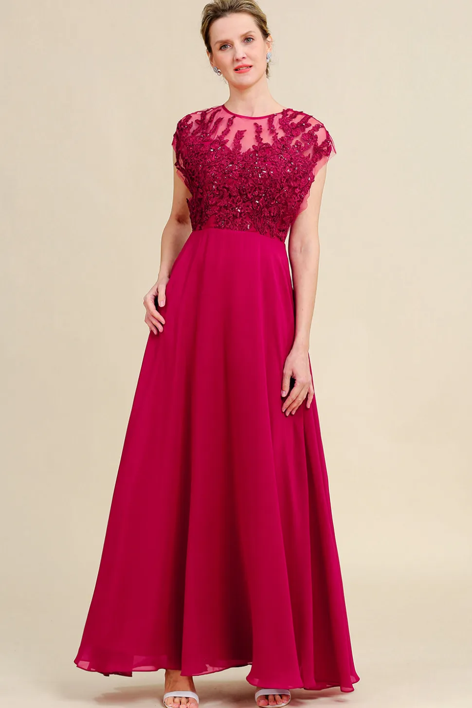 Borgonha A-Line Vestido Mãe de Noiva