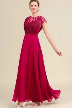 Borgonha A-Line Vestido Mãe de Noiva