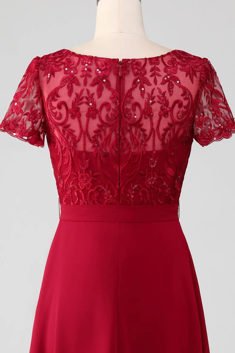 Borgonha assimétrica brilhante lantejoulas mãe de vestido de noiva com apliques