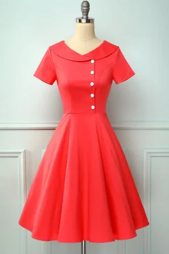 Borgonha Botão Vestido