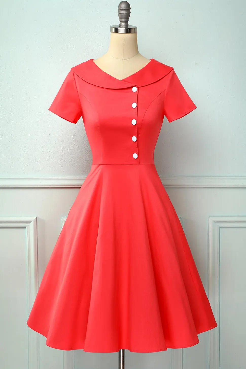 Borgonha Botão Vestido
