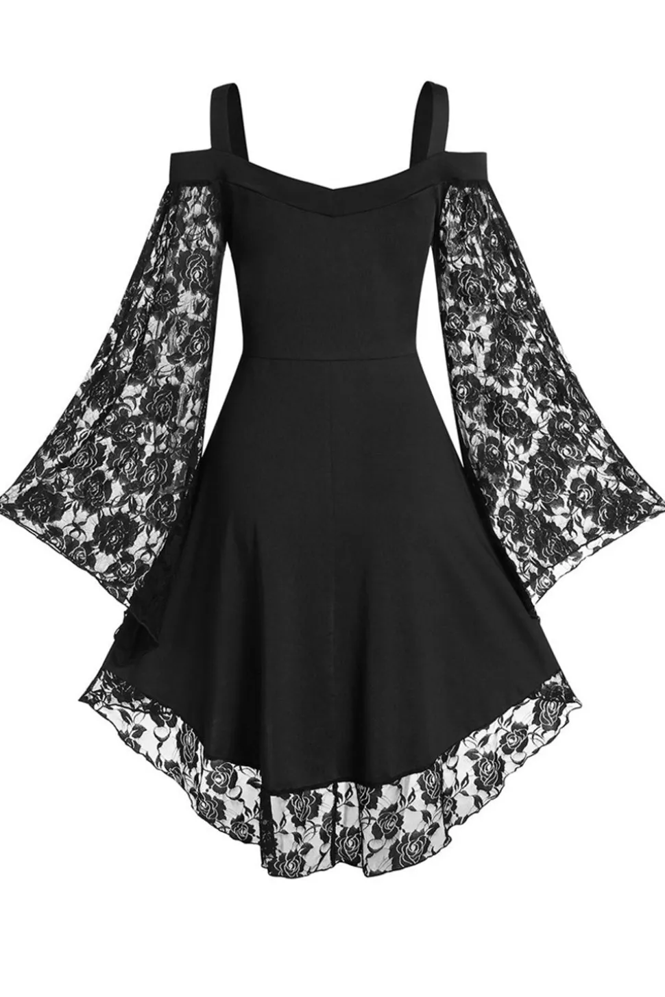 Borgonha Flare Mangas Vestido de Halloween