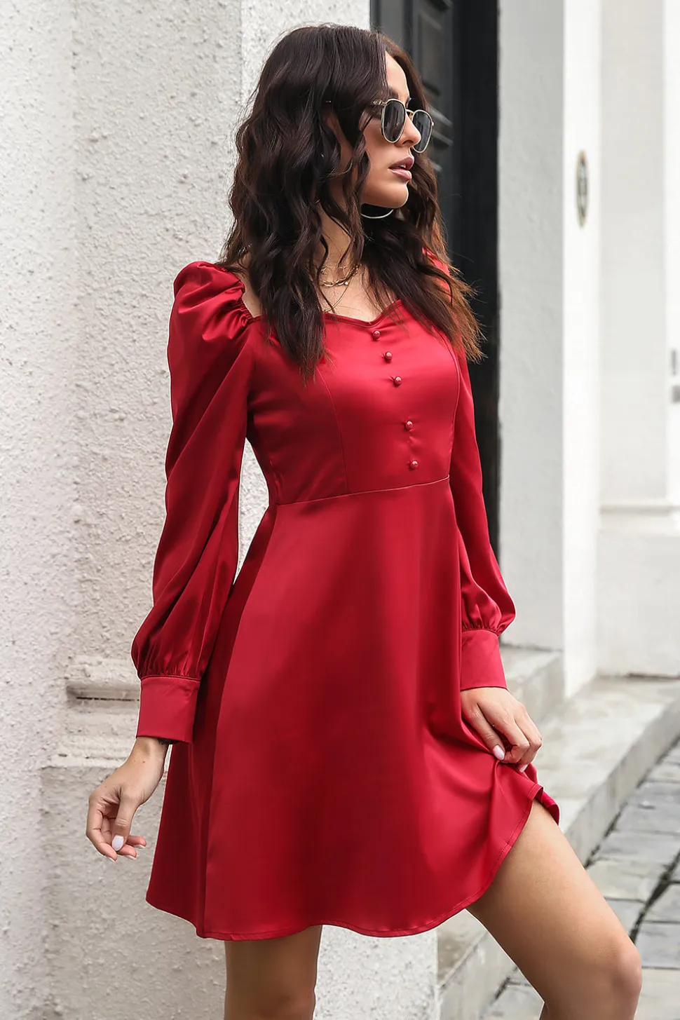 Borgonha fora Shouder Short Prom Dress