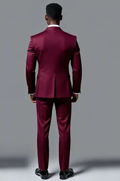 Borgonha Mangas Compridas 2 peças Fato Homem