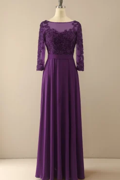 Borgonha Mãe da noiva vestido com mangas