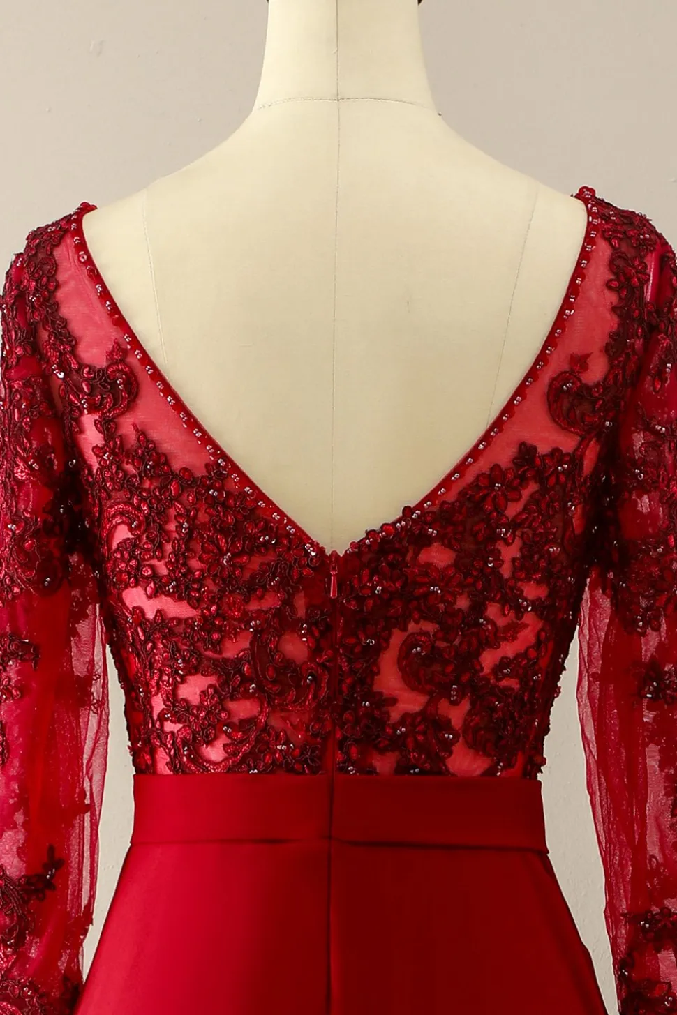 Borgonha Mãe da noiva vestido com mangas