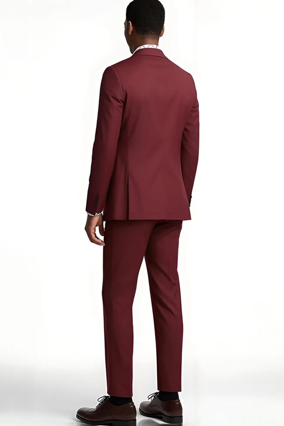 Borgonha Notched Lapela 2 Peças Slim Fit Homens Prom Suits