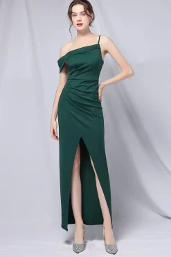 Borgonha One Shoulder Vestido de baile com fenda