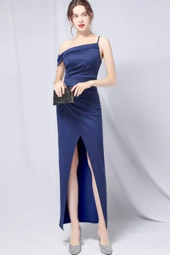 Borgonha One Shoulder Vestido de baile com fenda