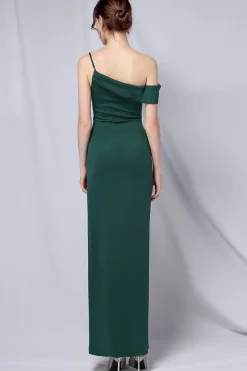 Borgonha One Shoulder Vestido de baile com fenda