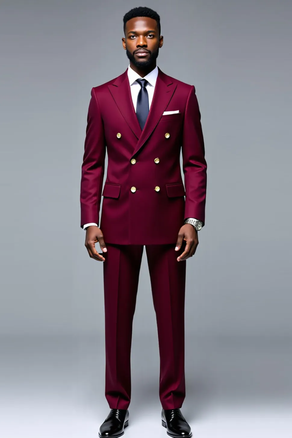 Borgonha Pico Lapela 2 Peças Fato Homem de Formatura Masculino