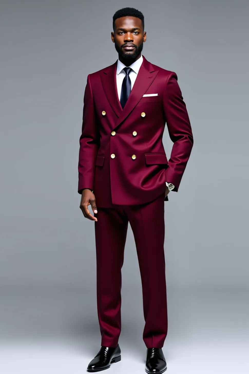 Borgonha Pico Lapela 2 Peças Fato Homem de Formatura Masculino