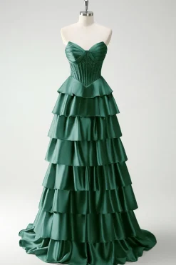 Borgonha princesa querida frisado espartilho longo vestido de baile com fenda