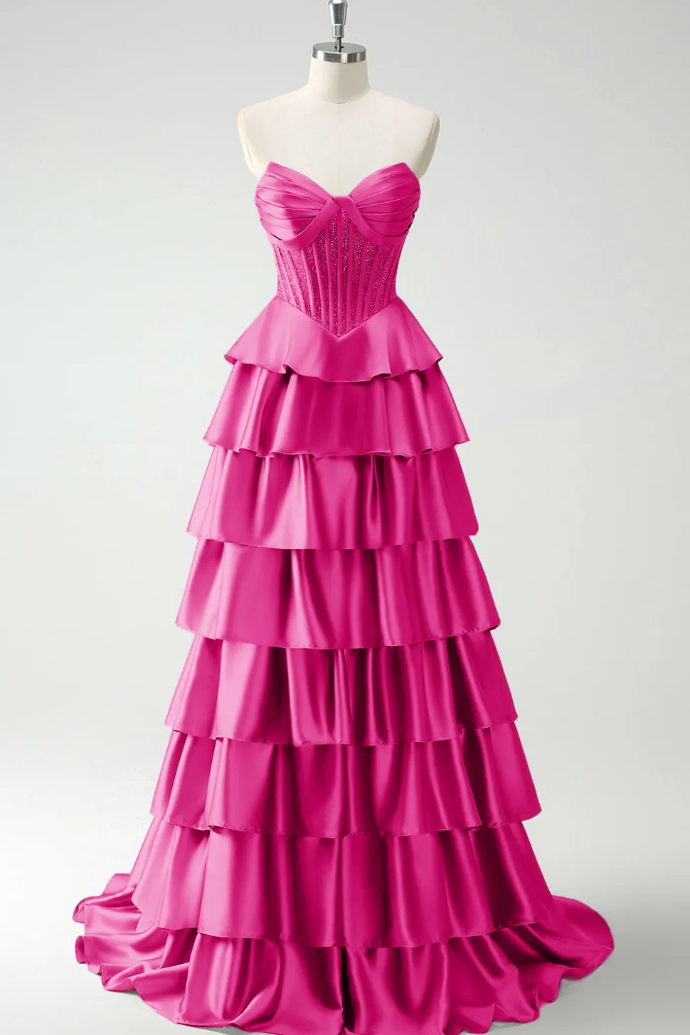Borgonha princesa querida frisado espartilho longo vestido de baile com fenda