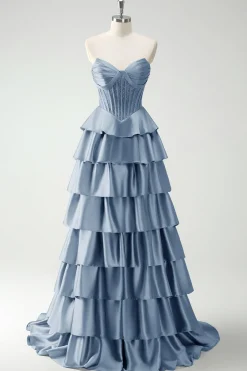 Borgonha princesa querida frisado espartilho longo vestido de baile com fenda