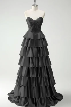 Borgonha princesa querida frisado espartilho longo vestido de baile com fenda