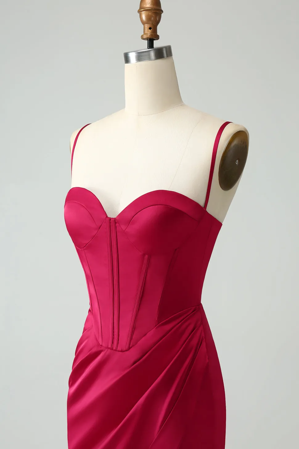 Borgonha Sereia Esparguete Correias Longo Corset Prom Dress com Fenda