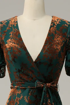 Borgonha Uma Linha Burnout Veludo Vestido Longo Baile