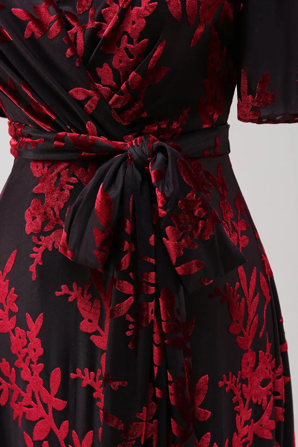 Borgonha Uma Linha Burnout Veludo Vestido Longo Baile