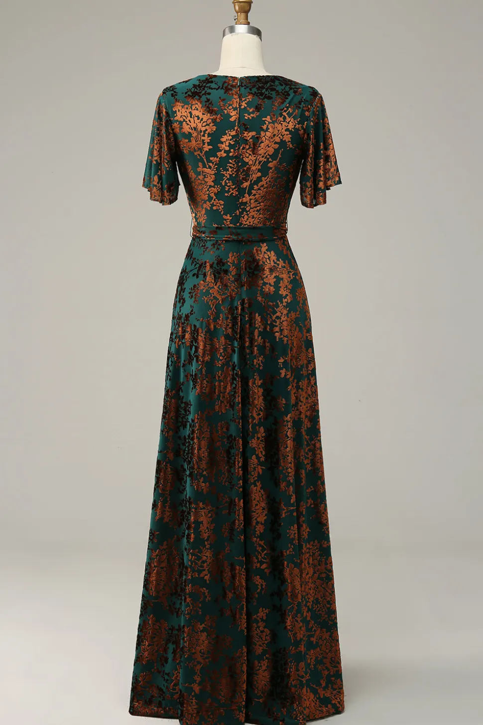 Borgonha Uma Linha Burnout Veludo Vestido Longo Baile