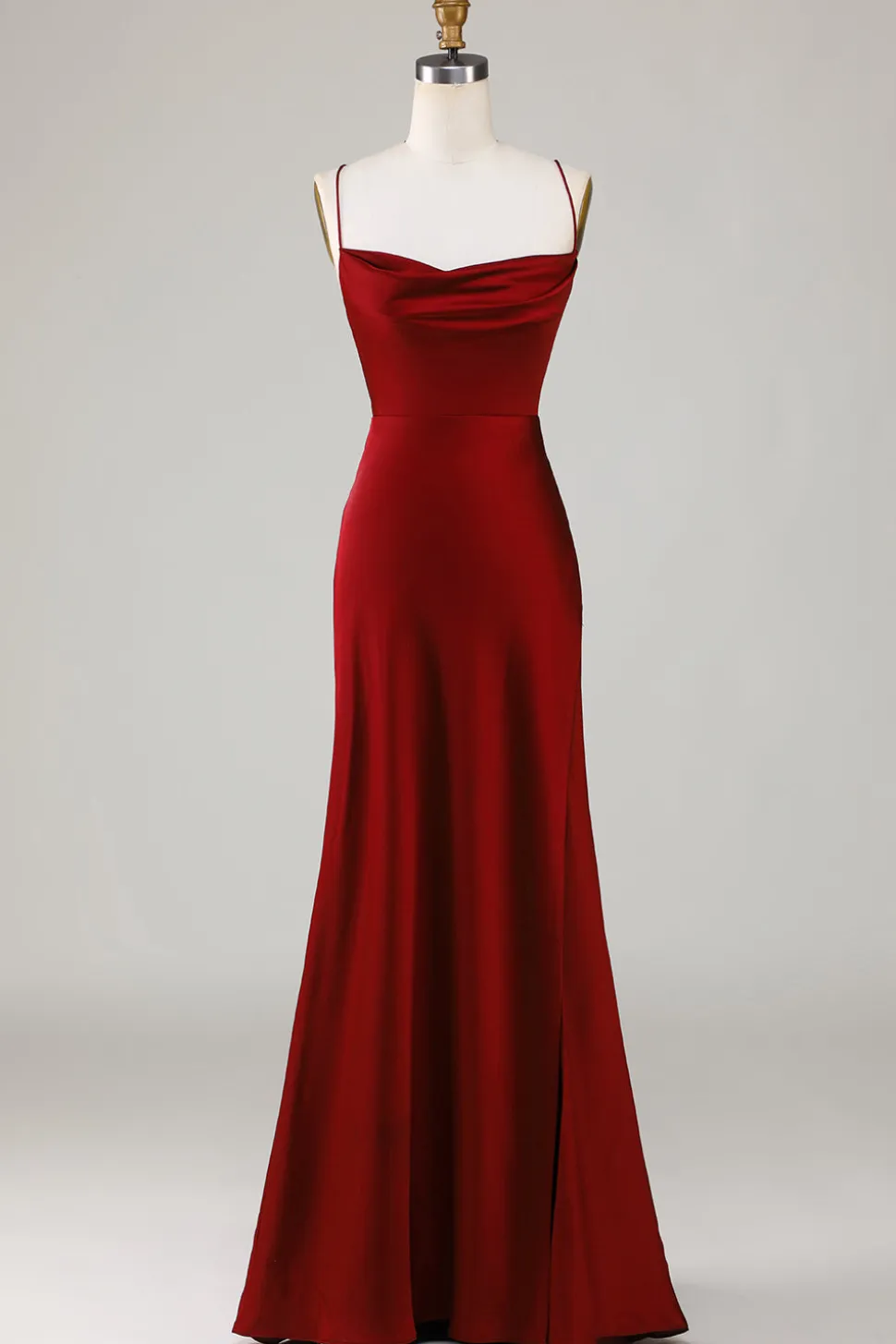 Borgonha Vestido de Dama de Honor Cintas de Espaguete