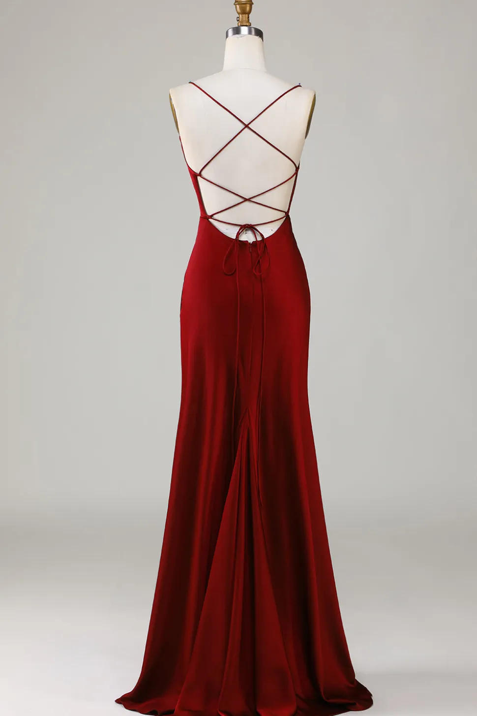 Borgonha Vestido de Dama de Honor Cintas de Espaguete