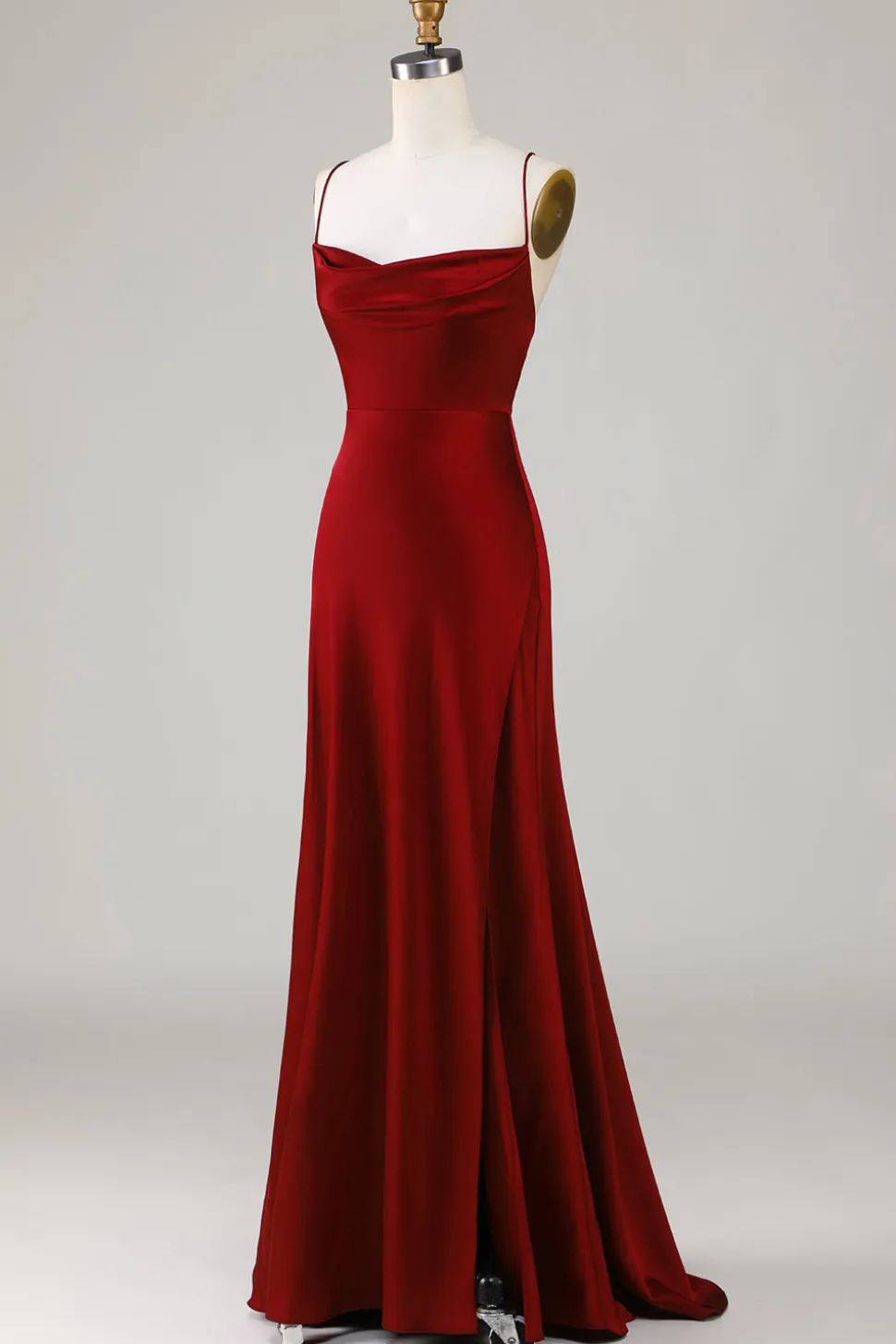 Borgonha Vestido de Dama de Honor Cintas de Espaguete