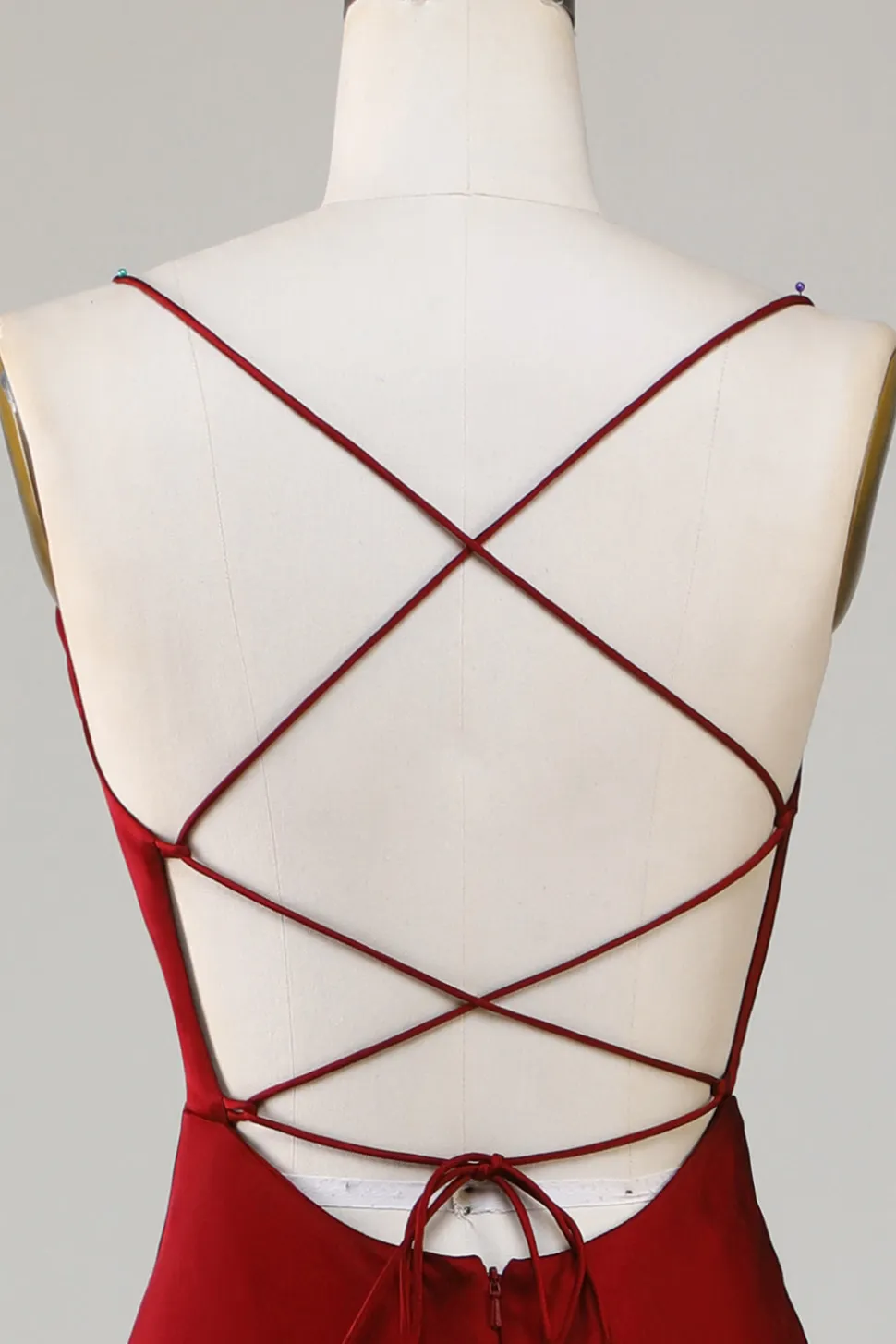 Borgonha Vestido de Dama de Honor Cintas de Espaguete