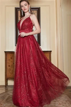 Borgonha Vestido de Festa Cintas de Espaguete