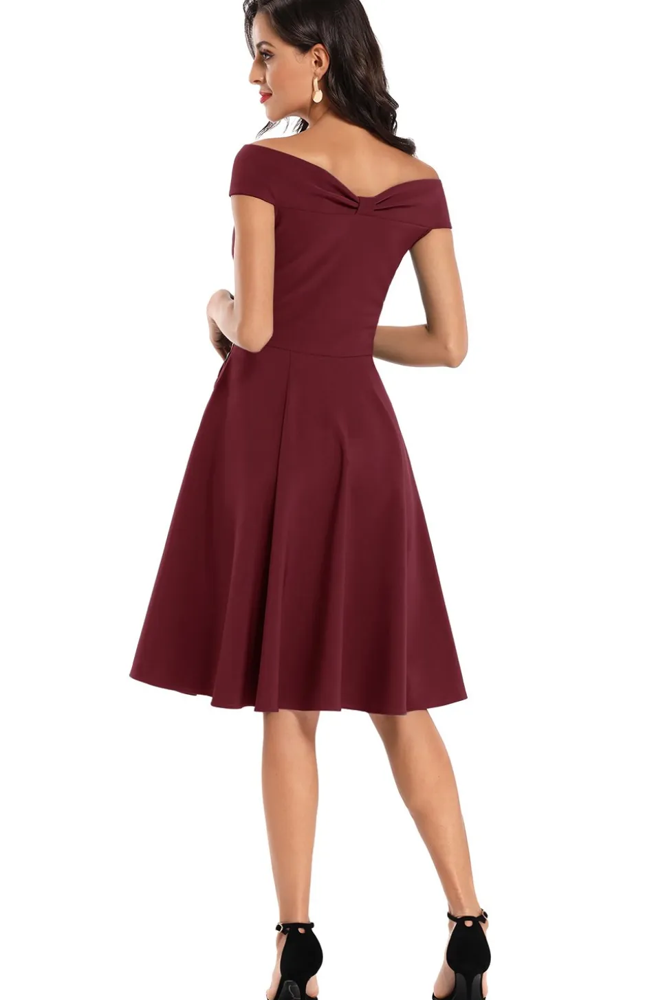 Borgonha Vestido sem ombro 1950