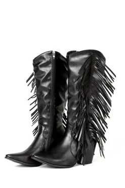 Botas altas com franjas preto