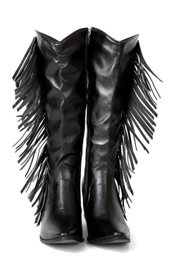 Botas altas com franjas preto
