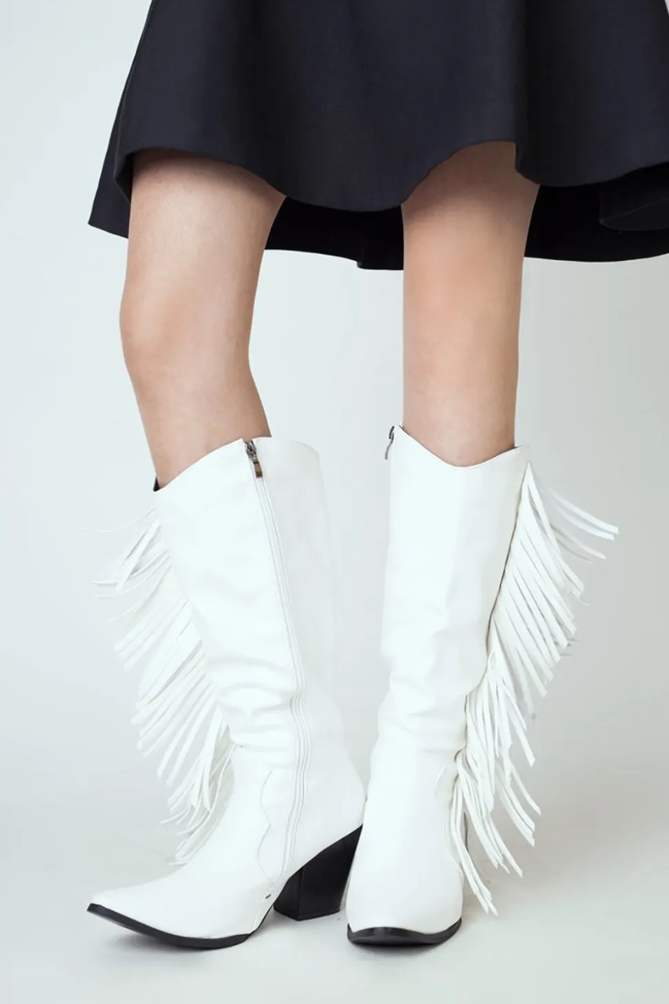 Botas altas com franjas preto