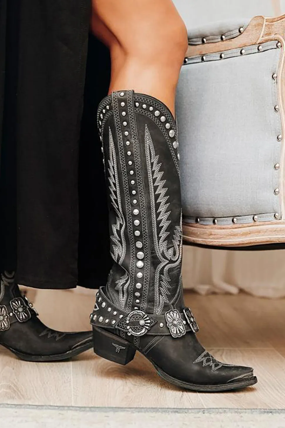 Botas altas de estilo Boho preto