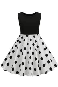 Branca Sem Mangas Vestidos de Menina Vintage