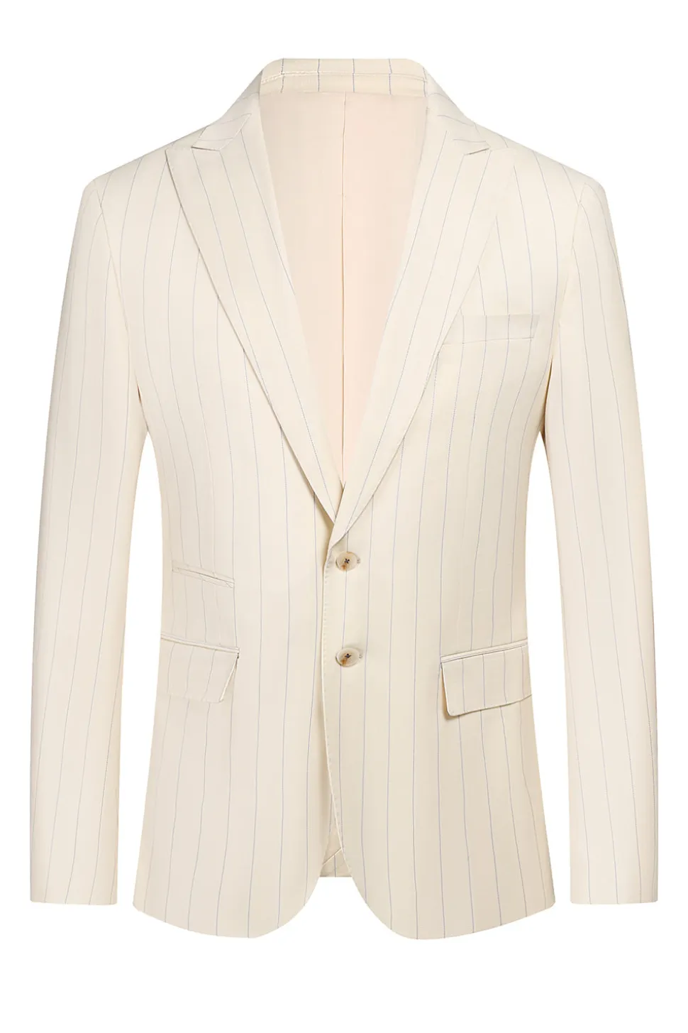 Branco 3 Peça Pinstriped Men Prom Suits