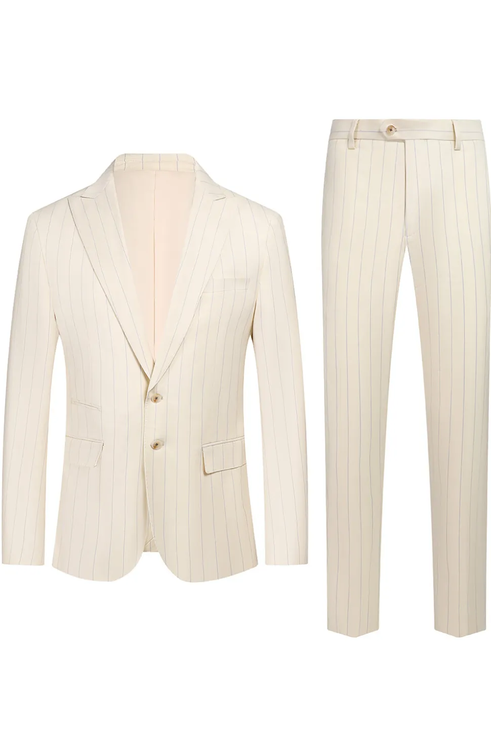 Branco 3 Peça Pinstriped Men Prom Suits