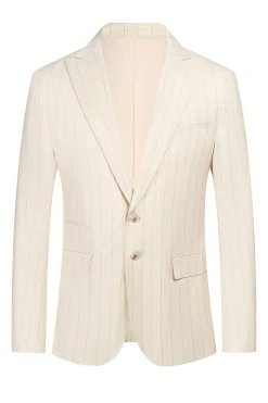 Branco 3 Peça Pinstriped Men Prom Suits